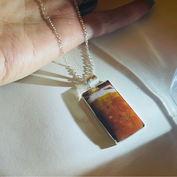 New Artisan Handmade Natural Mookaite 925 Sterling Silver Rectangular Necklace - Picture 11 of 16